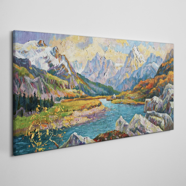 Canvas schilderij Berglandschap met een rivier
