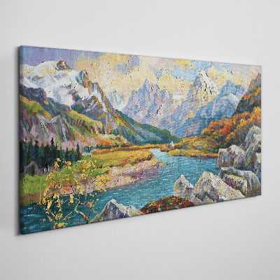 Canvas schilderij Berglandschap met een rivier