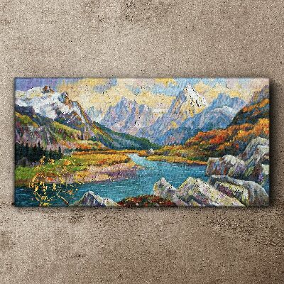 Canvas schilderij Berglandschap met een rivier