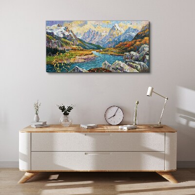 Canvas schilderij Berglandschap met een rivier