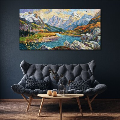Canvas schilderij Berglandschap met een rivier
