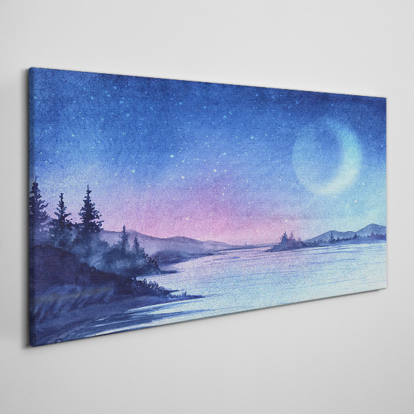 Schilderij op doek Een magische avond aan het meer