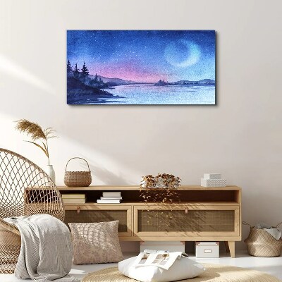 Schilderij op doek Een magische avond aan het meer