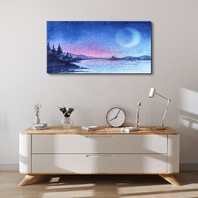 Schilderij op doek Een magische avond aan het meer