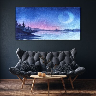 Schilderij op doek Een magische avond aan het meer