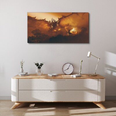 Foto op canvas De draak in het vuur van een magisch ritueel