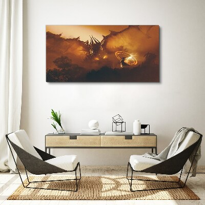 Foto op canvas De draak in het vuur van een magisch ritueel