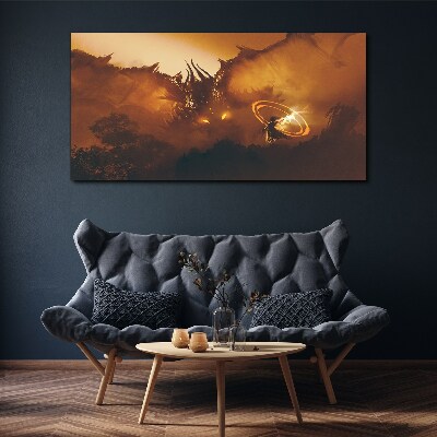Foto op canvas De draak in het vuur van een magisch ritueel