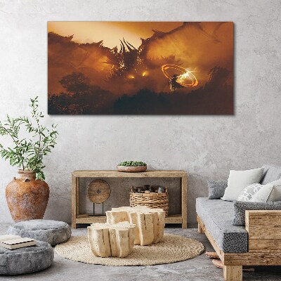 Foto op canvas De draak in het vuur van een magisch ritueel