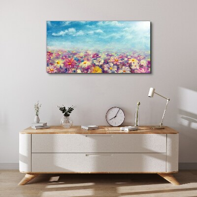 Foto op canvas Bloemenlandschap in blauw