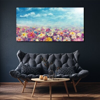 Foto op canvas Bloemenlandschap in blauw