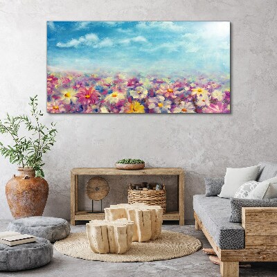 Foto op canvas Bloemenlandschap in blauw