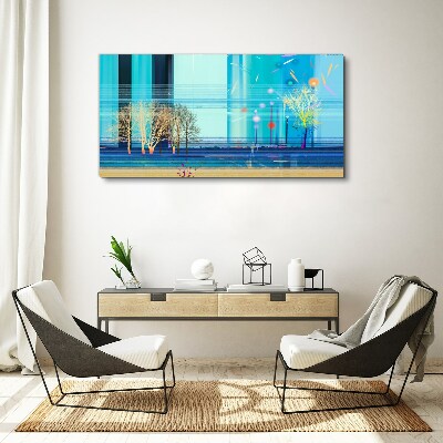 Canvas schilderij Winterlandschap in blauw