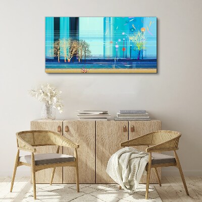 Canvas schilderij Winterlandschap in blauw