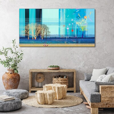 Canvas schilderij Winterlandschap in blauw