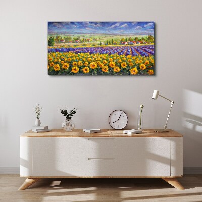 Schilderij op doek Een bloemenlandschap in het zonlicht