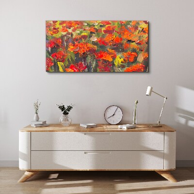 Canvas schilderij Een bloemenlandschap in intense kleuren