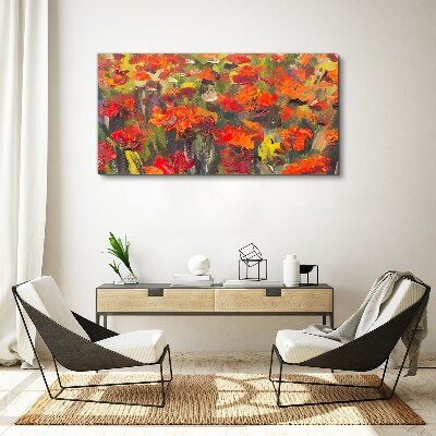 Canvas schilderij Een bloemenlandschap in intense kleuren
