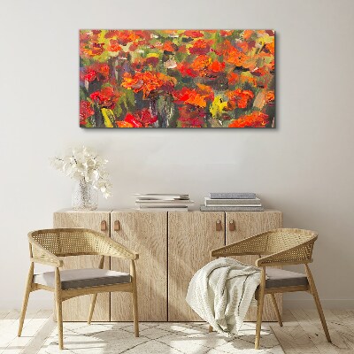 Canvas schilderij Een bloemenlandschap in intense kleuren