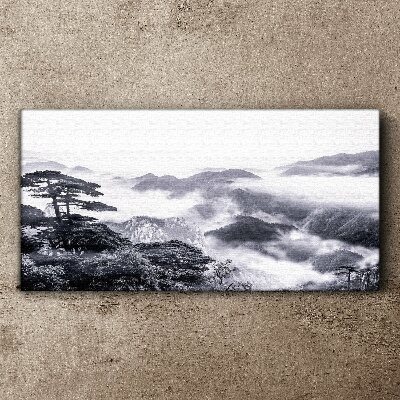 Schilderij op doek Mistig bergpanorama