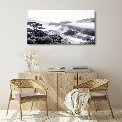 Schilderij op doek Mistig bergpanorama