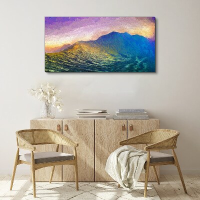 Canvas schilderij Golven in de ondergaande zon