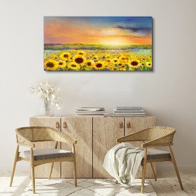 Foto op canvas Zonnig bloemenveld