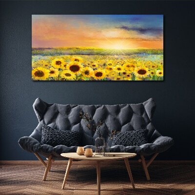 Foto op canvas Zonnig bloemenveld