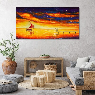 Schilderij op doek Zonsondergang over de zee