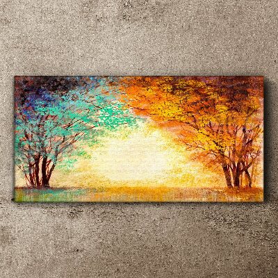 Canvas schilderij Gouden bomen in het ochtendlicht