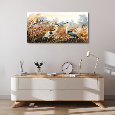 Schilderij op doek Idylle tussen de ooievaars