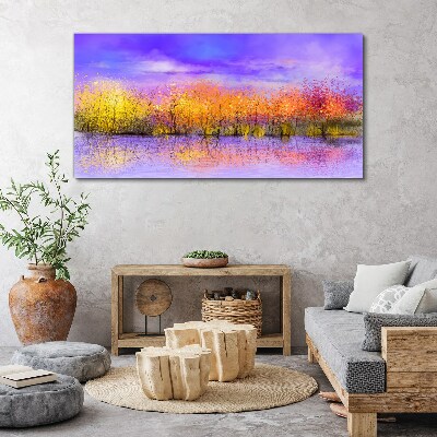 Foto op canvas Een kleurrijk landschap weerspiegeld in het water