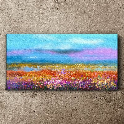 Canvas schilderij Een bloemenlandschap in pastelkleuren