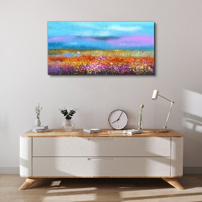 Canvas schilderij Een bloemenlandschap in pastelkleuren