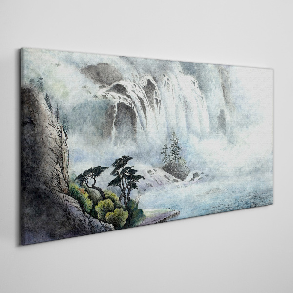 Foto op canvas Een waterval in een mystiek landschap