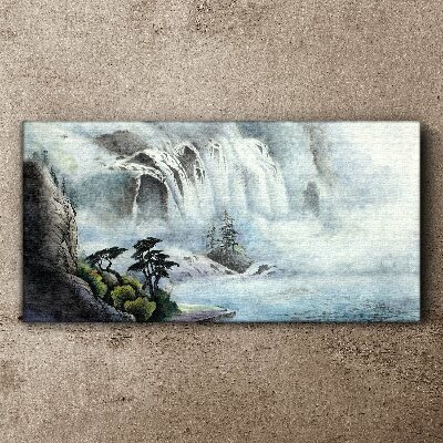 Foto op canvas Een waterval in een mystiek landschap