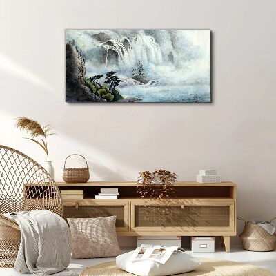 Foto op canvas Een waterval in een mystiek landschap