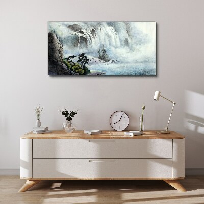 Foto op canvas Een waterval in een mystiek landschap