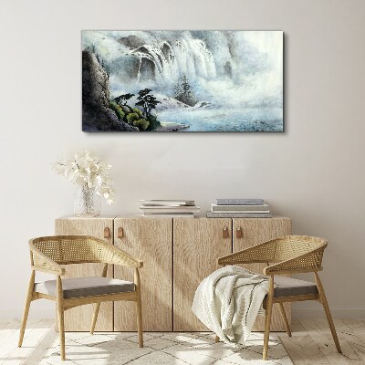 Foto op canvas Een waterval in een mystiek landschap