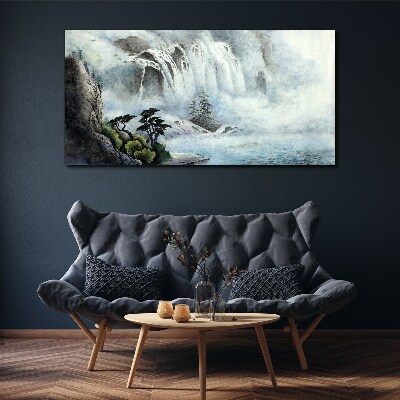 Foto op canvas Een waterval in een mystiek landschap