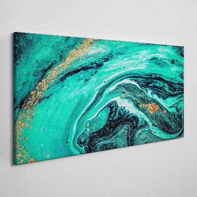 Canvas schilderij Turquoise golven met gouden accenten
