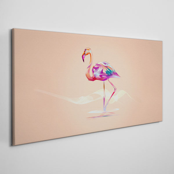 Foto op canvas Roze flamingo op een pastelachtergrond