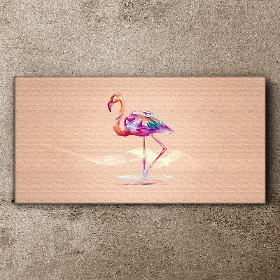Foto op canvas Roze flamingo op een pastelachtergrond