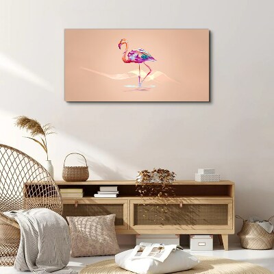 Foto op canvas Roze flamingo op een pastelachtergrond