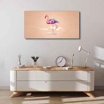 Foto op canvas Roze flamingo op een pastelachtergrond