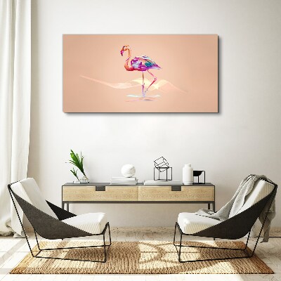 Foto op canvas Roze flamingo op een pastelachtergrond