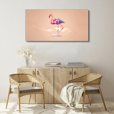 Foto op canvas Roze flamingo op een pastelachtergrond