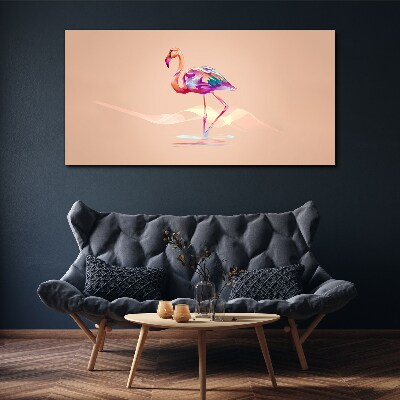 Foto op canvas Roze flamingo op een pastelachtergrond
