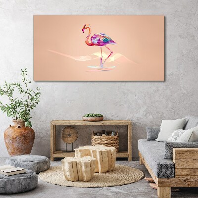 Foto op canvas Roze flamingo op een pastelachtergrond