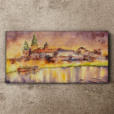 Foto op canvas Gouden weerspiegelingen op de rivier